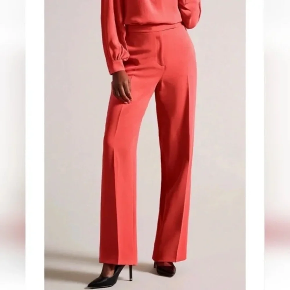 NWT Ted Baker London Women's Sayakat Wide-Leg Crepe Trousers - Picture 1 of 7